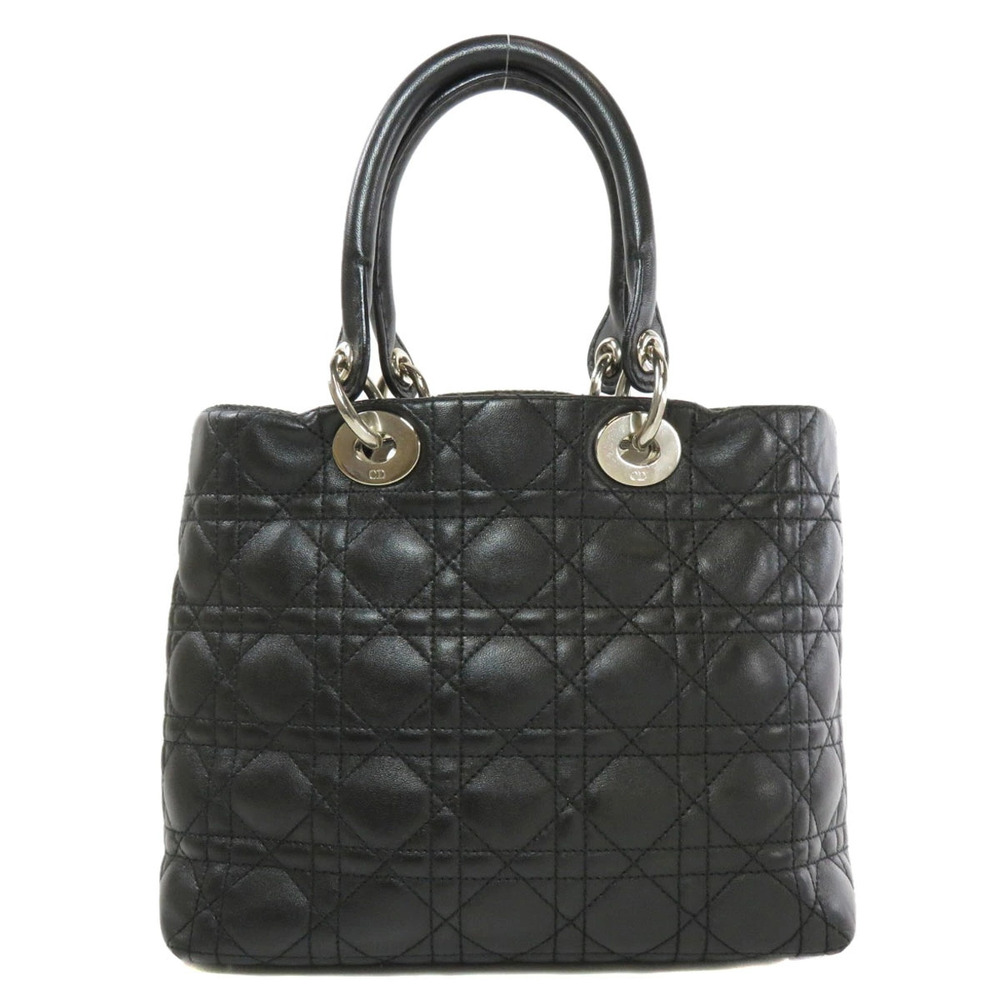 Dior Lady  calfskin handbag Christian Black